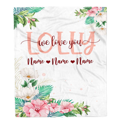 Personalized Lolly Blanket From Grandkids Granddaughter Grandson We Love You Floral Lolly Birthday Mothers Day Christmas Customized Fleece Throw Blanket | siriusteestore