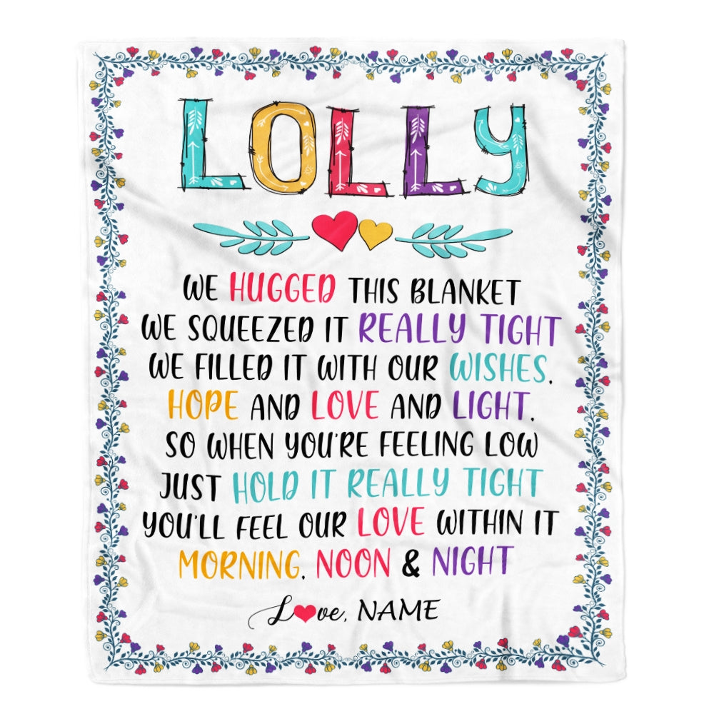 Personalized Lolly Blanket From Grandkids We Hugged This Blanket Lolly Birthday Mothers Day Christmas Customized Fleece Blanket | siriusteestore