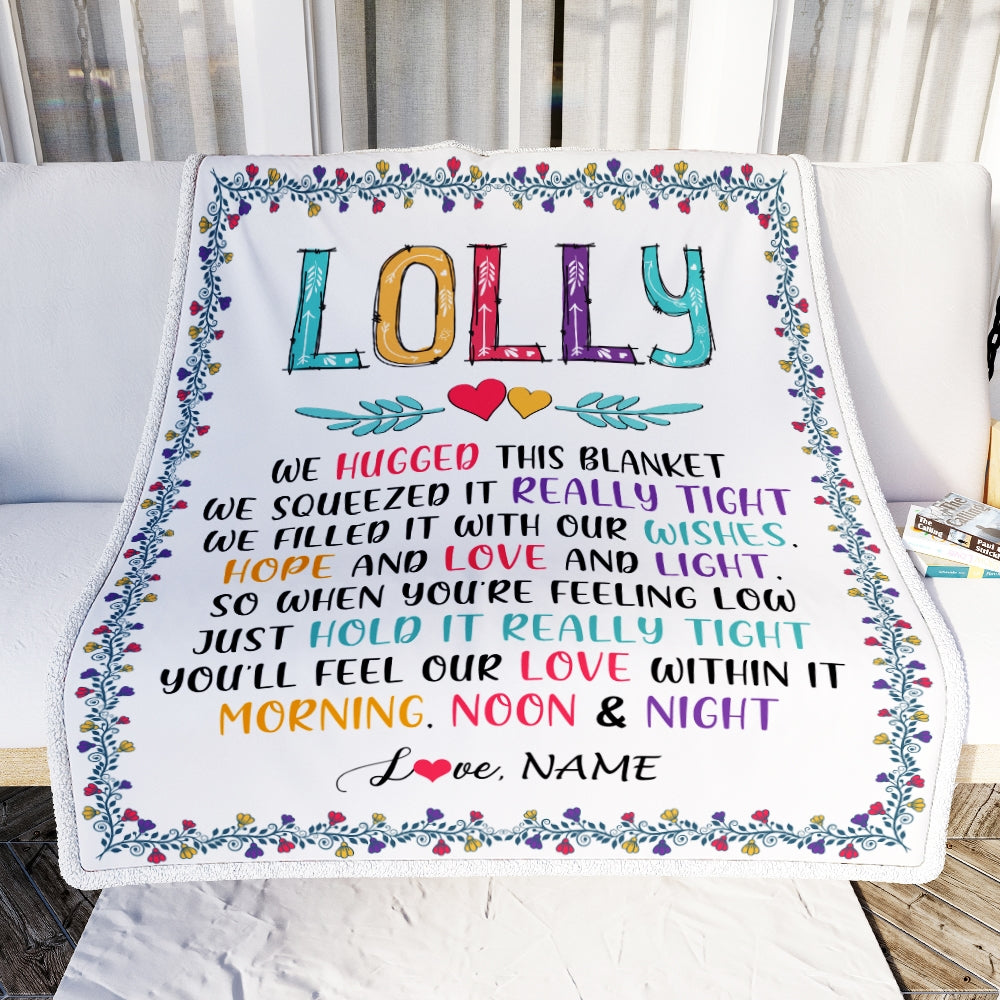 Personalized Lolly Blanket From Grandkids We Hugged This Blanket Lolly Birthday Mothers Day Christmas Customized Fleece Blanket | siriusteestore