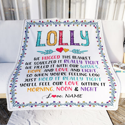 Personalized Lolly Blanket From Grandkids We Hugged This Blanket Lolly Birthday Mothers Day Christmas Customized Fleece Blanket | siriusteestore