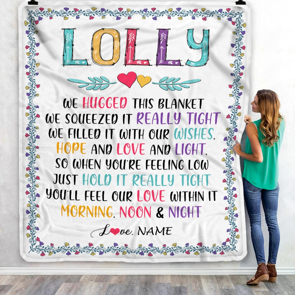 Personalized Lolly Blanket From Grandkids We Hugged This Blanket Lolly Birthday Mothers Day Christmas Customized Fleece Blanket | siriusteestore