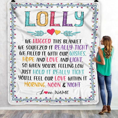 Personalized Lolly Blanket From Grandkids We Hugged This Blanket Lolly Birthday Mothers Day Christmas Customized Fleece Blanket | siriusteestore