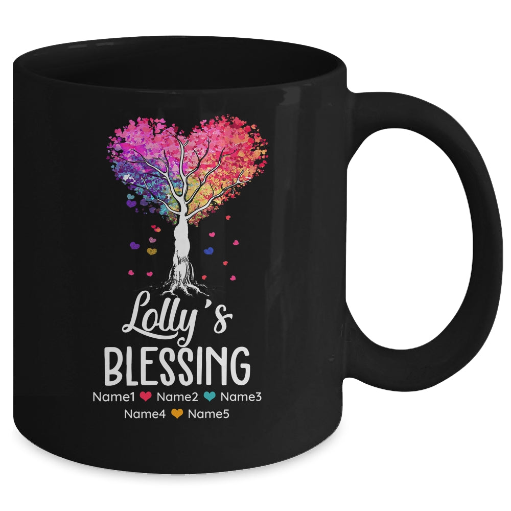 Personalized Lolly Is Blessed With Grandkids Name Colortree Custom Grandma Mothers Day Birthday Christmas Mug | siriusteestore