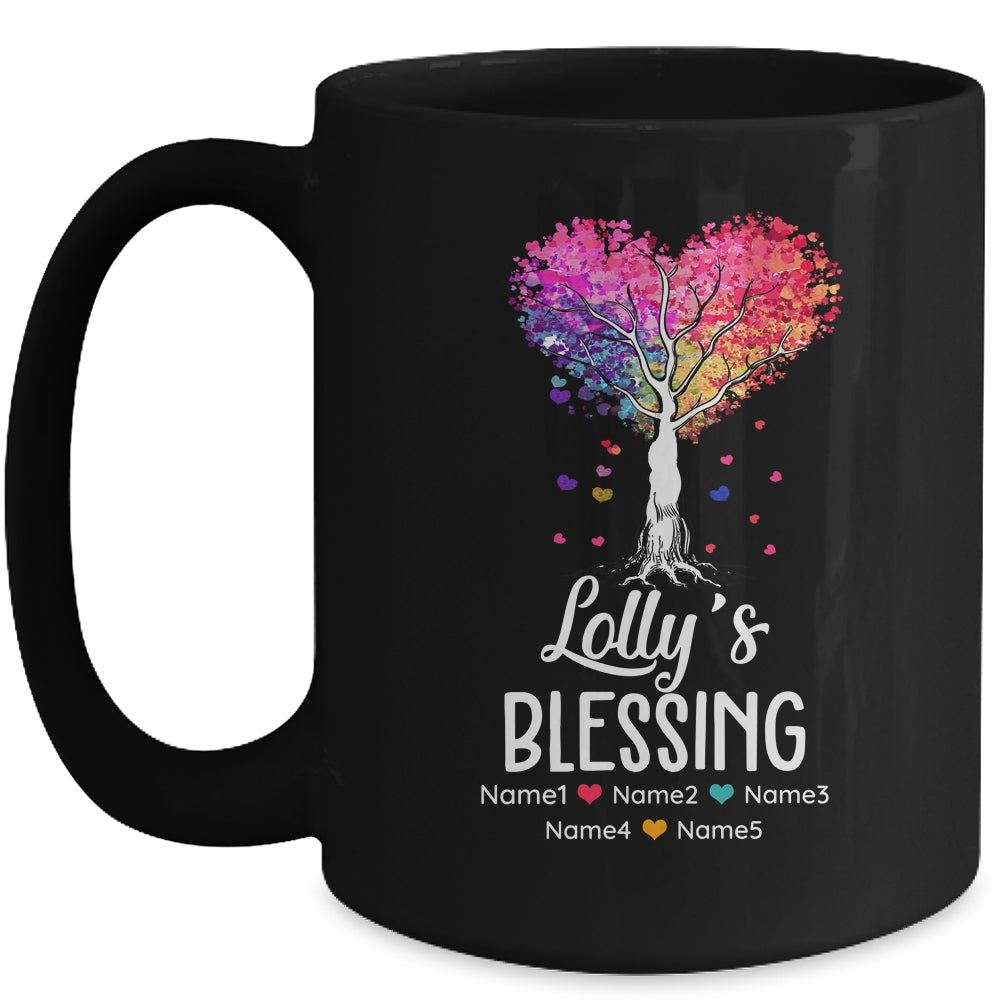 Personalized Lolly Is Blessed With Grandkids Name Colortree Custom Grandma Mothers Day Birthday Christmas Mug | siriusteestore