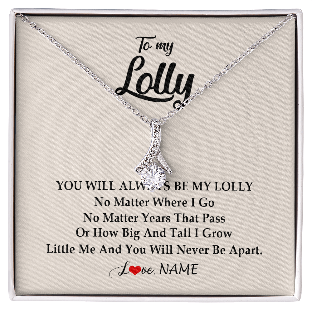 Alluring Beauty Necklace | Personalized Lolly Necklace From Grandkids Granddaughter Grandson You Will Always Be My Lolly Birthday Mothers Day Christmas Customized Gift Box Message Card | siriusteestore