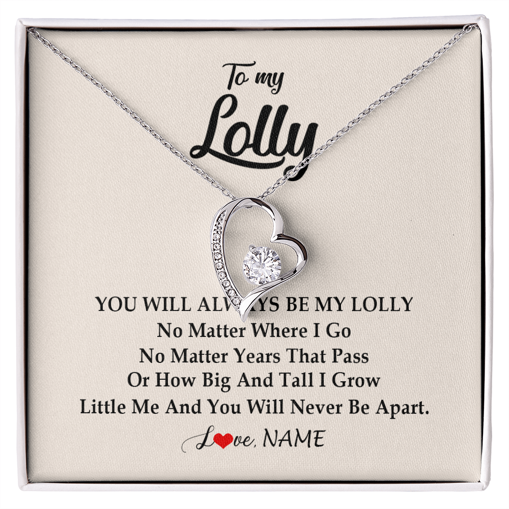 Forever Love Necklace | Personalized Lolly Necklace From Grandkids Granddaughter Grandson You Will Always Be My Lolly Birthday Mothers Day Christmas Customized Gift Box Message Card | siriusteestore