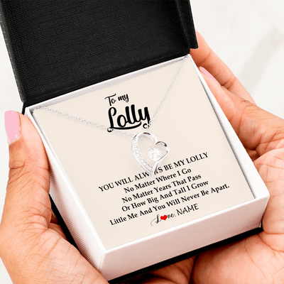 Forever Love Necklace | Personalized Lolly Necklace From Grandkids Granddaughter Grandson You Will Always Be My Lolly Birthday Mothers Day Christmas Customized Gift Box Message Card | siriusteestore