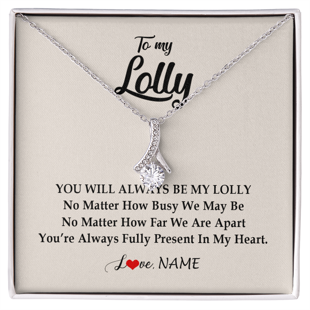 Alluring Beauty Necklace | Personalized Lolly Necklace From Grandkids Granddaughter Grandson You're Always In My Heart Lolly Birthday Mothers Day Jewelry Customized Gift Box Message Card | siriusteestore