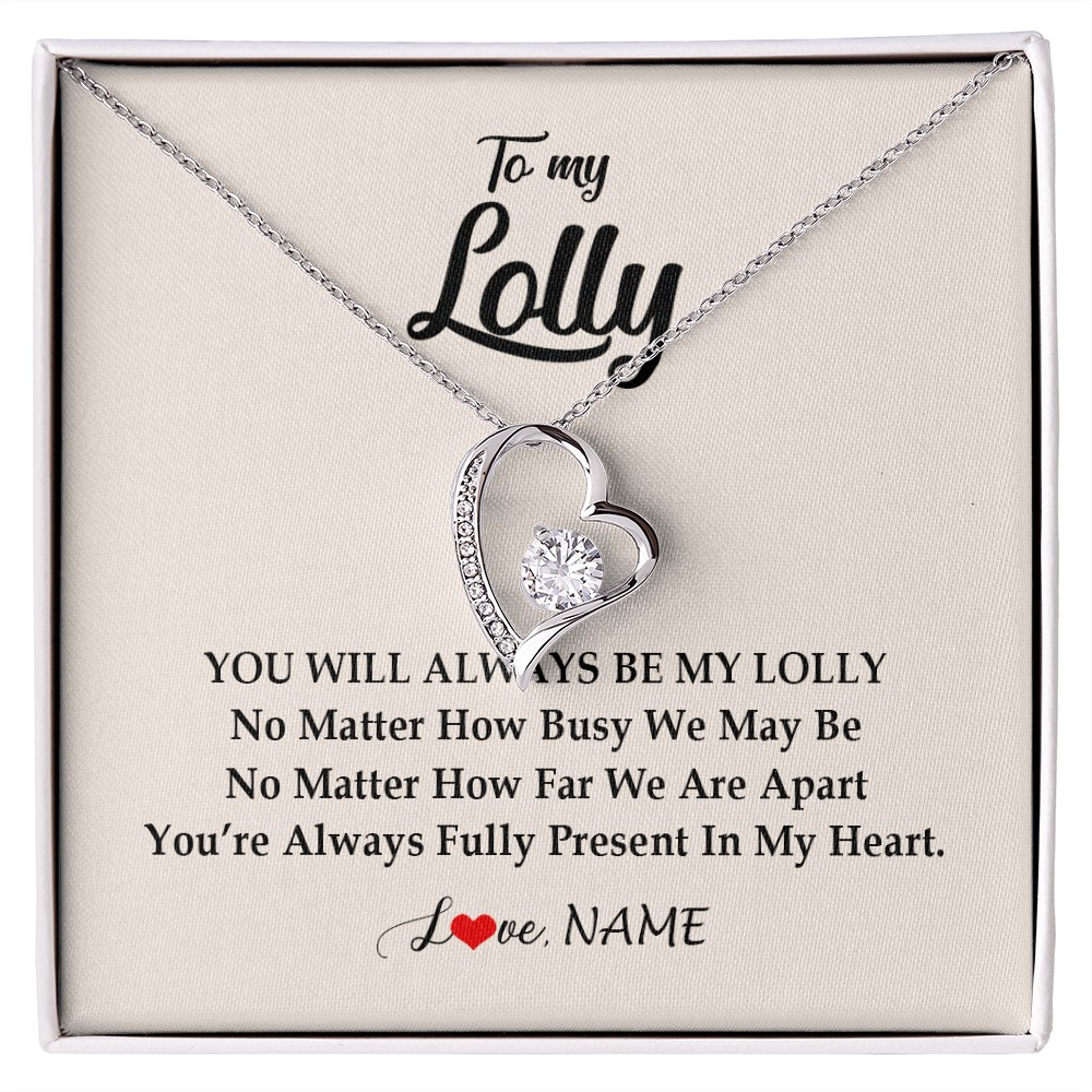 Forever Love Necklace | Personalized Lolly Necklace From Grandkids Granddaughter Grandson You're Always In My Heart Lolly Birthday Mothers Day Jewelry Customized Gift Box Message Card | siriusteestore