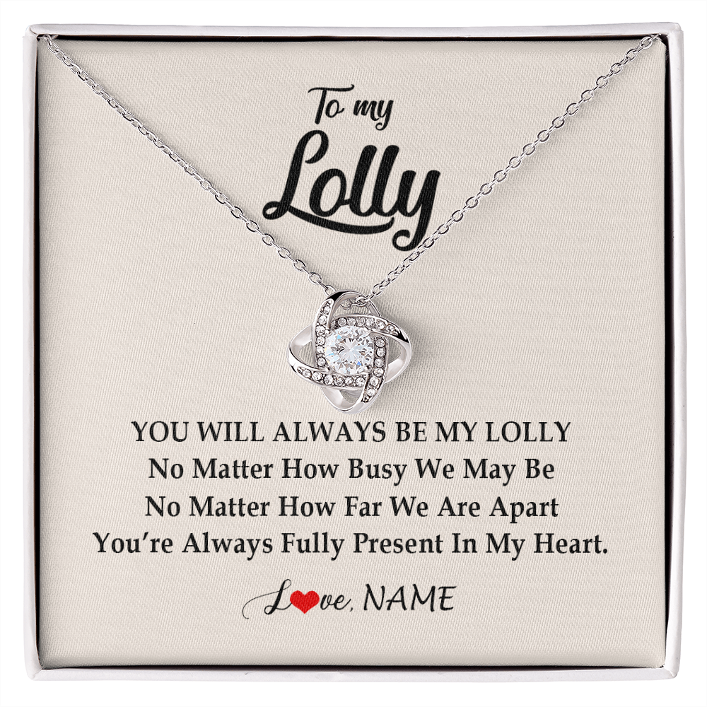 Love Knot Necklace | Personalized Lolly Necklace From Grandkids Granddaughter Grandson You're Always In My Heart Lolly Birthday Mothers Day Jewelry Customized Gift Box Message Card | siriusteestore