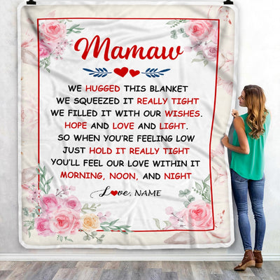 Personalized Mamaw Blanket From Grandkids Granddaughter Grandson We Hugged This Blanket Floral Mamaw Birthday Mothers Day Christmas Customized Fleece Blanket | siriusteestore