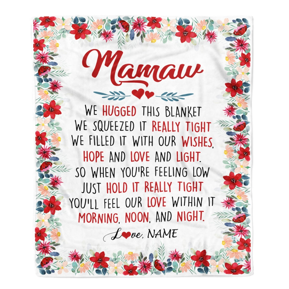 Personalized Mamaw Blanket From Grandkids Grandson Granddaughter We Hugged This Blanket Mamaw Birthday Mothers Day Christmas Customized Fleece Throw Blanket | siriusteestore