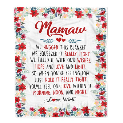 Personalized Mamaw Blanket From Grandkids Grandson Granddaughter We Hugged This Blanket Mamaw Birthday Mothers Day Christmas Customized Fleece Throw Blanket | siriusteestore