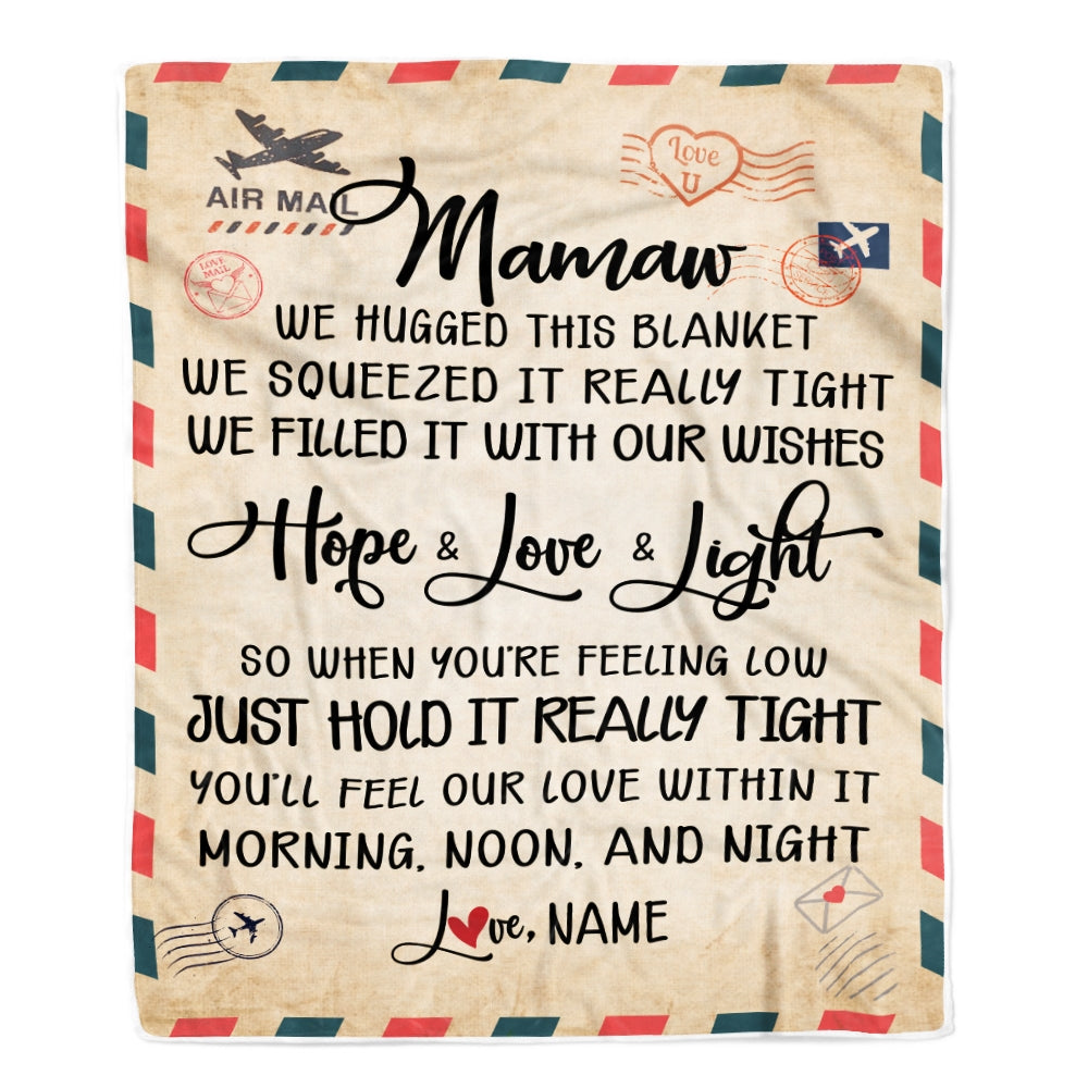 Personalized Mamaw Blanket From Grandkids We Hugged This Blanket Mail Letter Mamaw Birthday Mothers Day Christmas Customized Fleece Blanket | siriusteestore