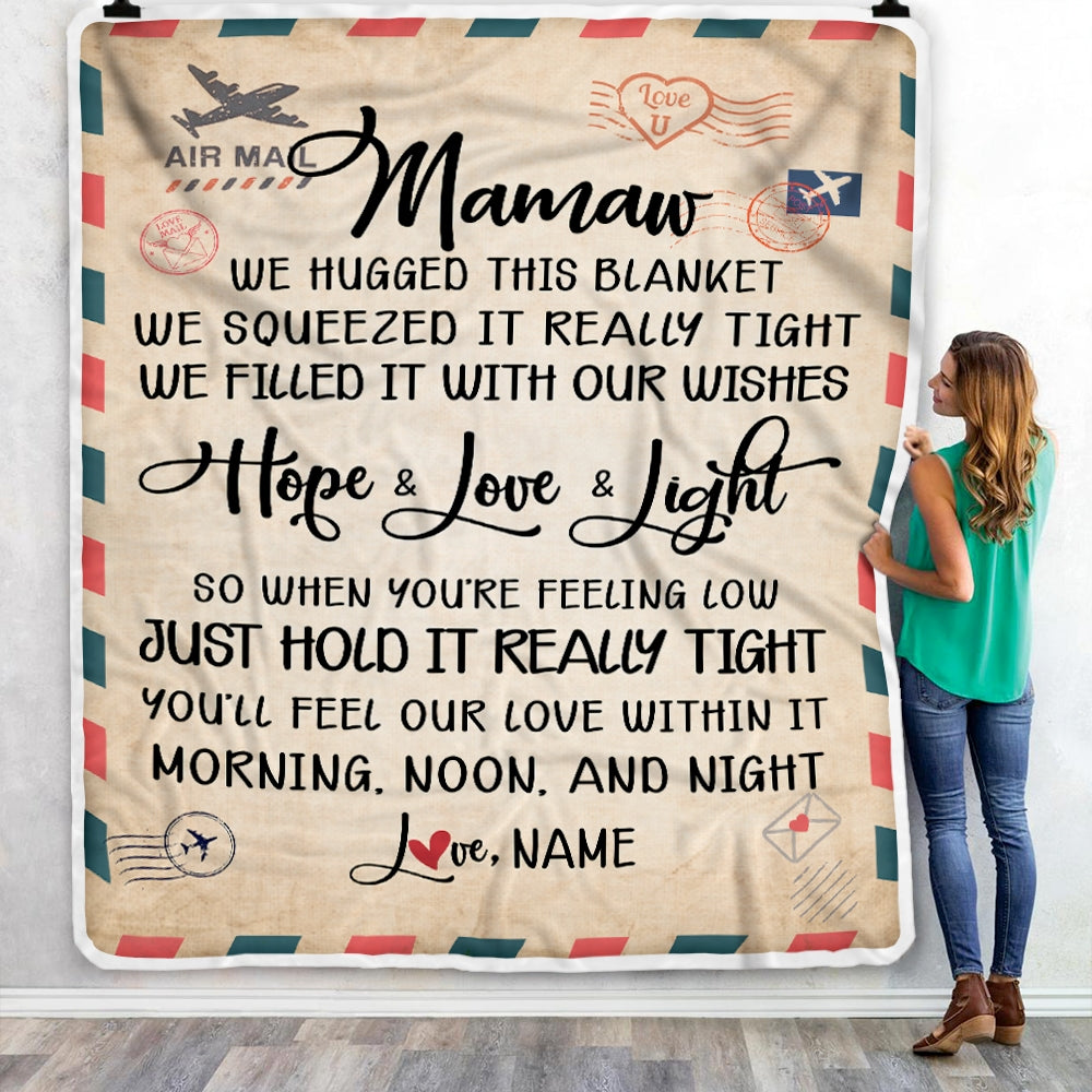 Personalized Mamaw Blanket From Grandkids We Hugged This Blanket Mail Letter Mamaw Birthday Mothers Day Christmas Customized Fleece Blanket | siriusteestore