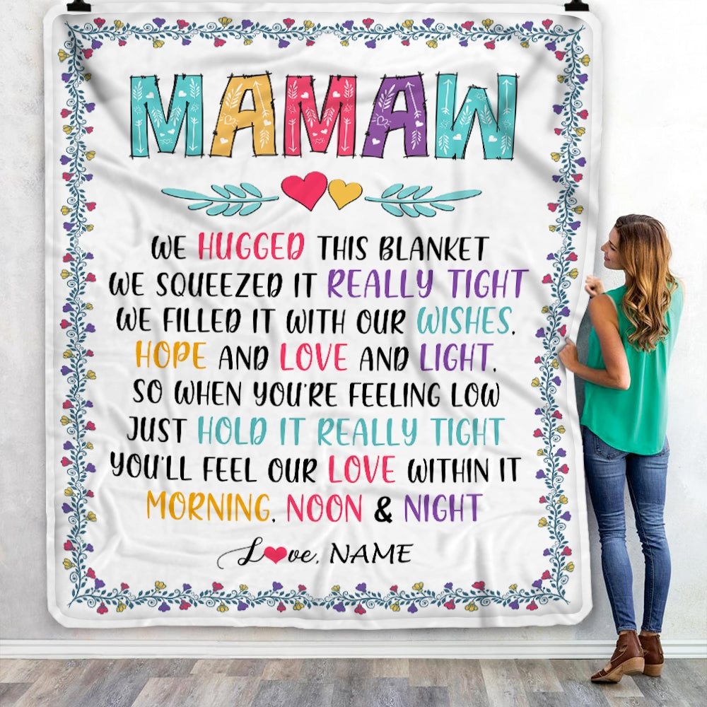 Personalized Mamaw Blanket From Grandkids We Hugged This Blanket Mamaw Birthday Mothers Day Christmas Customized Fleece Blanket | siriusteestore
