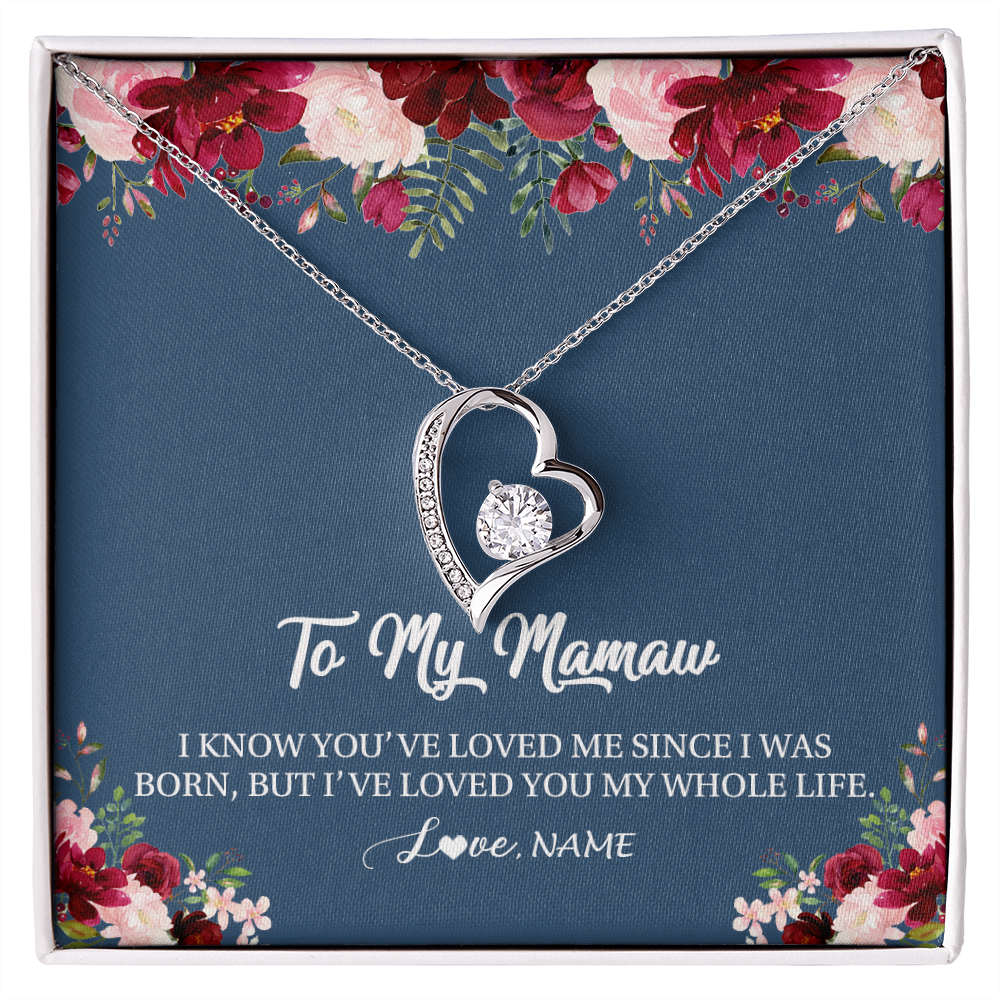 Forever Love Necklace | Personalized Mamaw Necklace From Grandkids Granddaughter Grandson I've Loved You My Whole Life Floral Mamaw Birthday Mothers Day Christmas Customized Message Card | siriusteestore