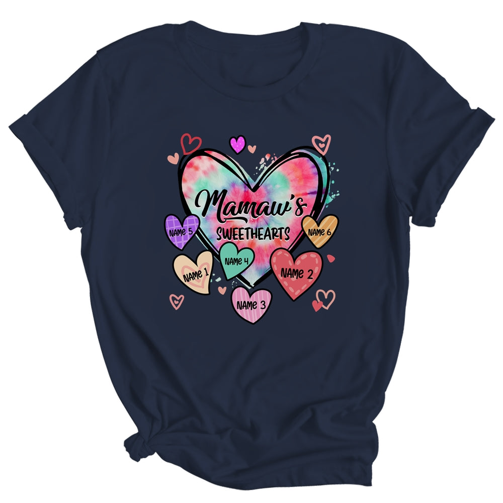 Personalized Mamaw Sweethearts Custom With Grandkids Name Valentines Day Mothers Day Birthday Christmas Shirt & Tank Top | siriusteestore