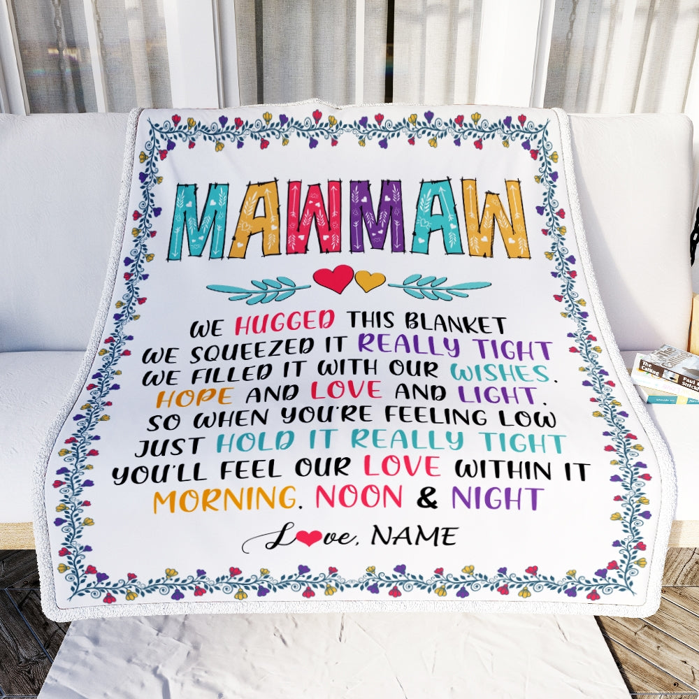 Personalized MawMaw Blanket From Grandkids We Hugged This Blanket MawMaw Birthday Mothers Day Christmas Customized Fleece Blanket | siriusteestore