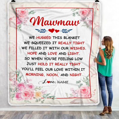 Personalized Mawmaw Blanket From Grandkids Granddaughter Grandson We Hugged This Blanket Floral Mawmaw Birthday Mothers Day Christmas Fleece Throw Blanket | siriusteestore