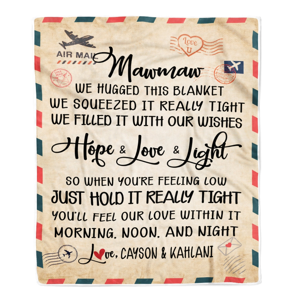 Personalized Mawmaw Blanket From Grandkids We Hugged This Blanket Mail Letter Mawmaw Birthday Mothers Day Christmas Customized Fleece Blanket | siriusteestore