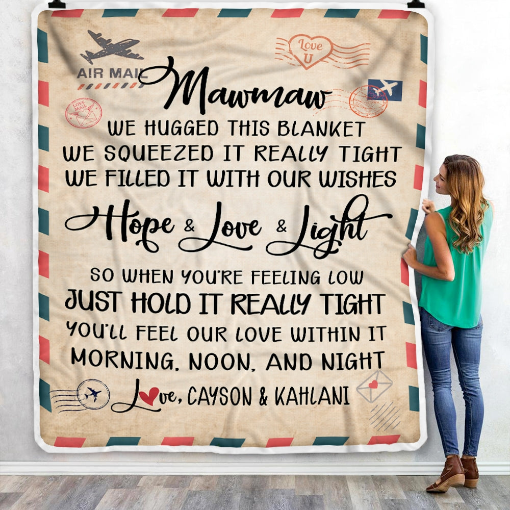 Personalized Mawmaw Blanket From Grandkids We Hugged This Blanket Mail Letter Mawmaw Birthday Mothers Day Christmas Customized Fleece Blanket | siriusteestore