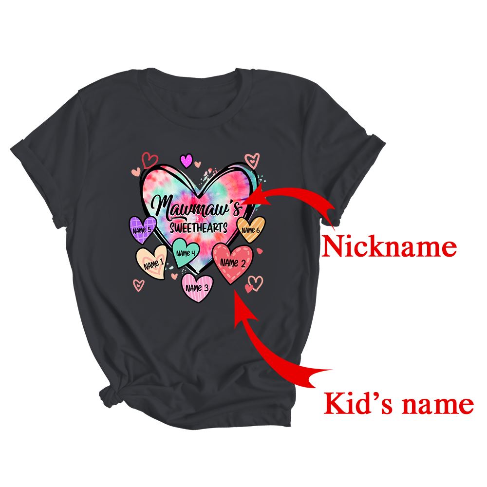 Personalized Mawmaw Sweethearts Custom With Grandkids Name Valentines Day Mothers Day Birthday Christmas Shirt & Tank Top | Custom | siriusteestore
