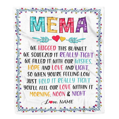 Personalized Mema Blanket From Grandkids We Hugged This Blanket Mema Birthday Mothers Day Christmas Customized Fleece Blanket | siriusteestore