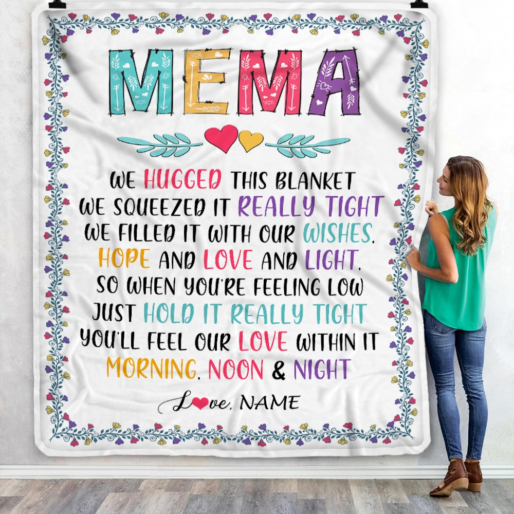 Personalized Mema Blanket From Grandkids We Hugged This Blanket Mema Birthday Mothers Day Christmas Customized Fleece Blanket | siriusteestore