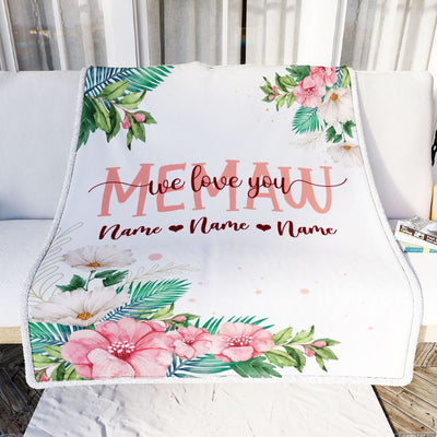 Personalized Memaw Blanket From Grandkids Granddaughter Grandson We Love You Floral Memaw Birthday Mothers Day Christmas Customized Fleece Throw Blanket | siriusteestore