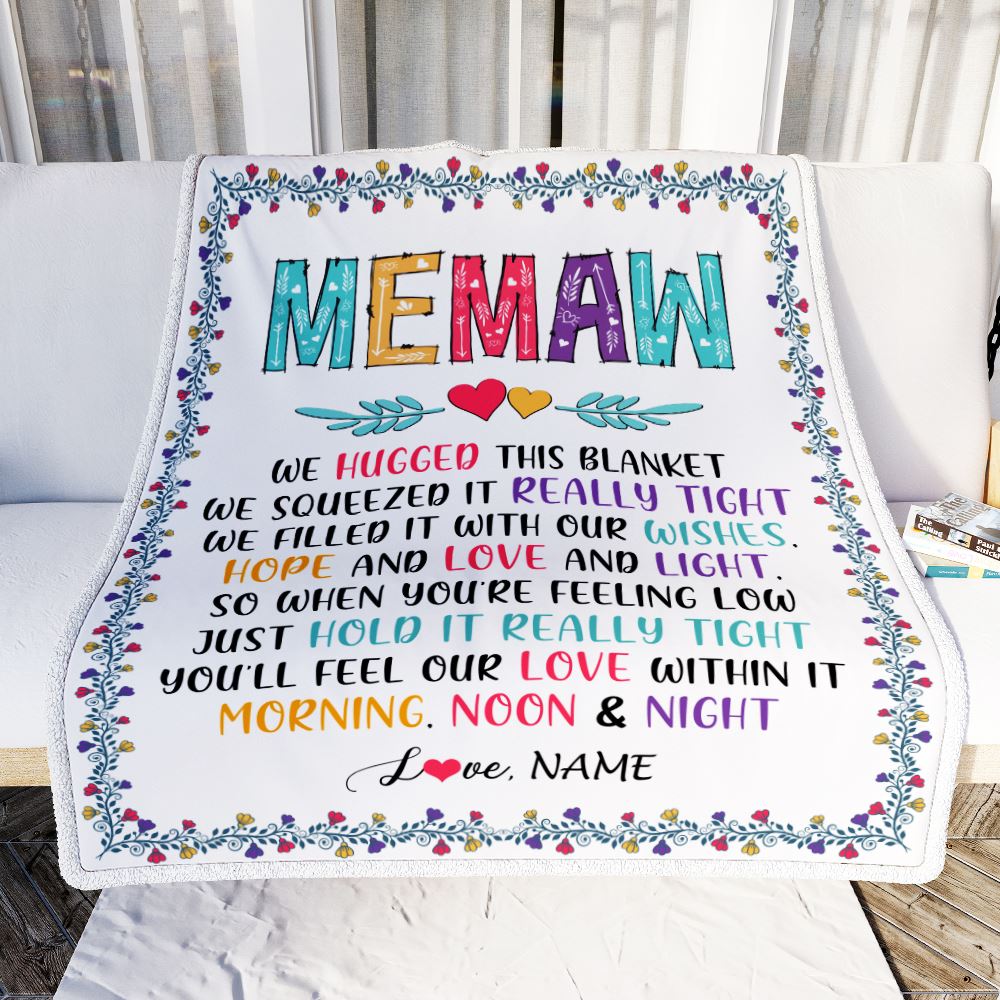 Personalized Memaw Blanket From Grandkids We Hugged This Blanket Memaw Birthday Mothers Day Christmas Customized Fleece Blanket | siriusteestore