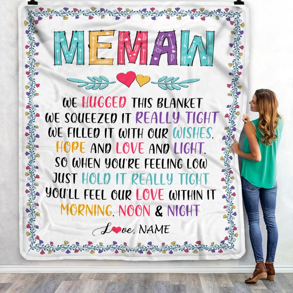 Personalized Memaw Blanket From Grandkids We Hugged This Blanket Memaw Birthday Mothers Day Christmas Customized Fleece Blanket | siriusteestore