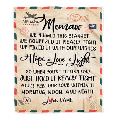 Personalized Memaw Blanket From Kids We Hugged This Blanket Mail Letter Memaw Birthday Mothers Day Christmas Customized Fleece Blanket | siriusteestore
