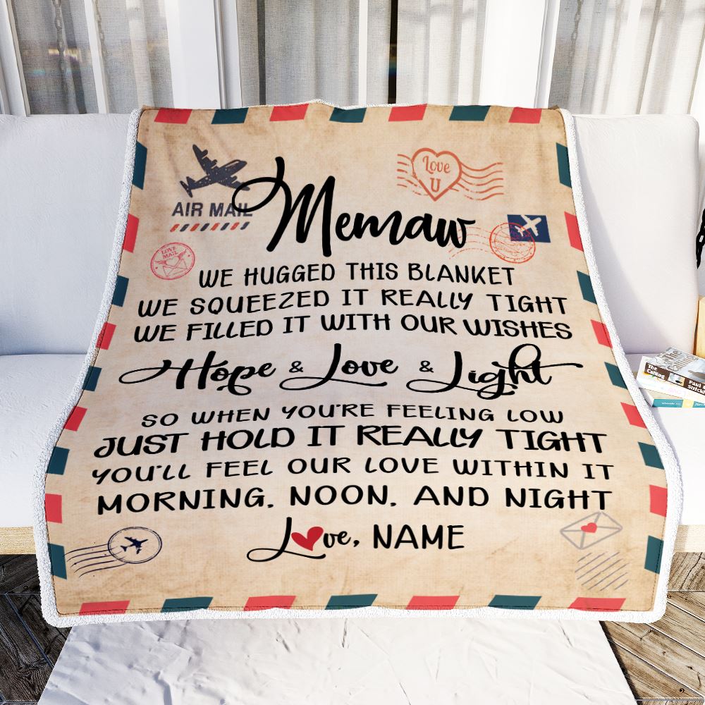 Personalized Memaw Blanket From Kids We Hugged This Blanket Mail Letter Memaw Birthday Mothers Day Christmas Customized Fleece Blanket | siriusteestore