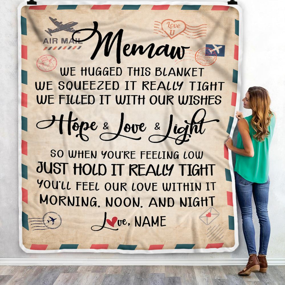 Personalized Memaw Blanket From Kids We Hugged This Blanket Mail Letter Memaw Birthday Mothers Day Christmas Customized Fleece Blanket | siriusteestore