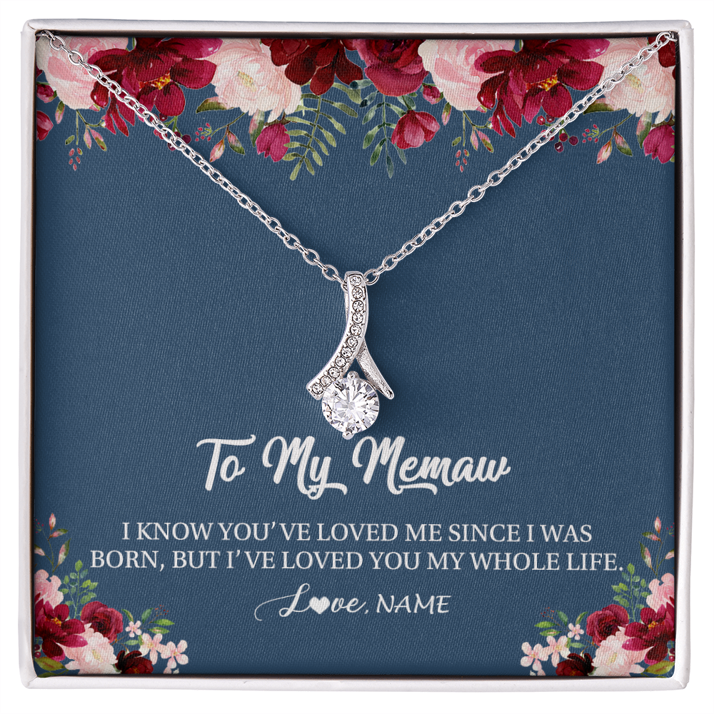 Alluring Beauty Necklace | Personalized Memaw Necklace From Grandkids Granddaughter Grandson I've Loved You My Whole Life Floral Memaw Birthday Mothers Day Christmas Customized Message Card | siriusteestore