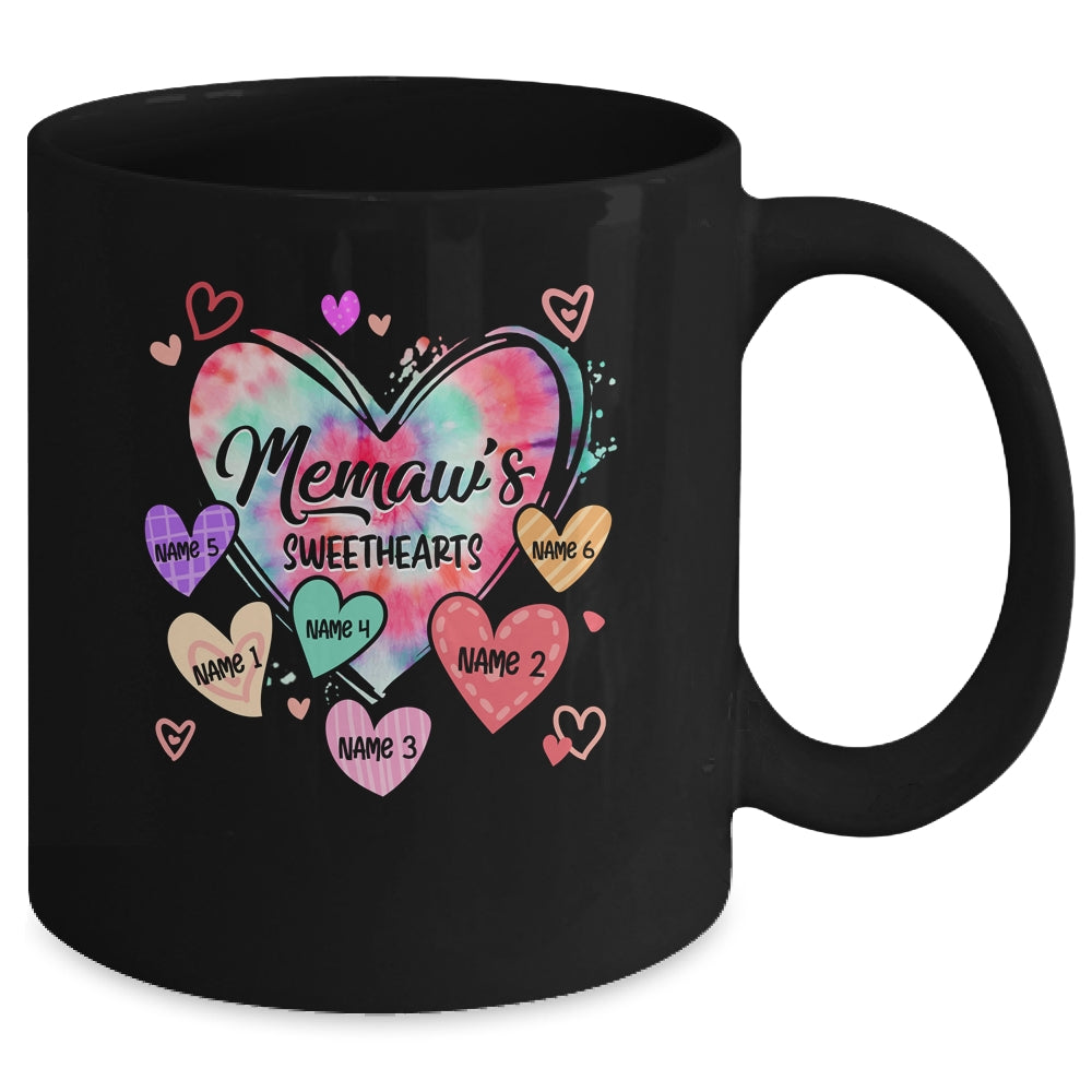 Personalized Memaw Sweethearts Custom With Grandkids Name Valentines Day Mothers Day Birthday Christmas Mug | siriusteestore