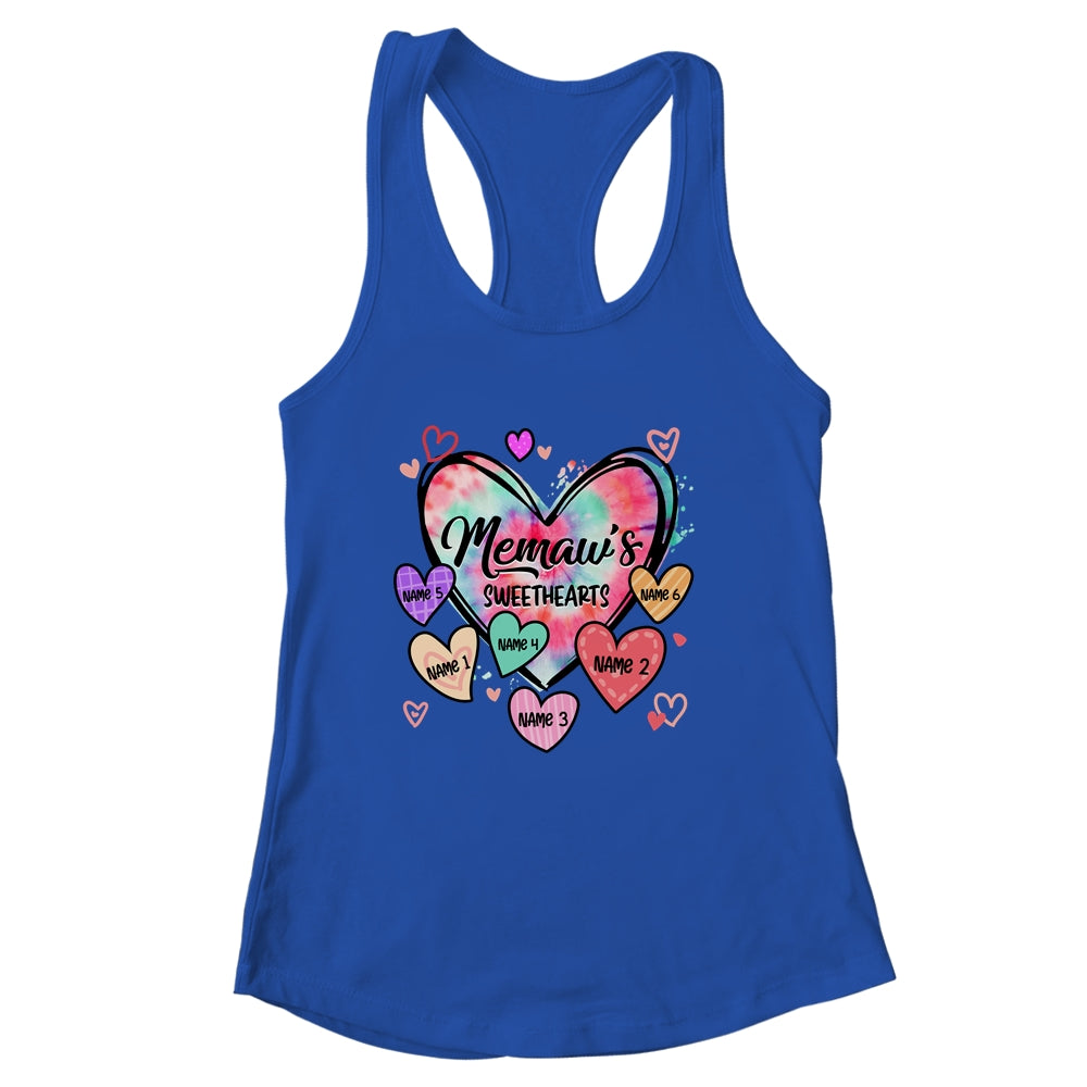 Personalized Memaw Sweethearts Custom With Grandkids Name Valentines Day Mothers Day Birthday Christmas Shirt & Tank Top | siriusteestore