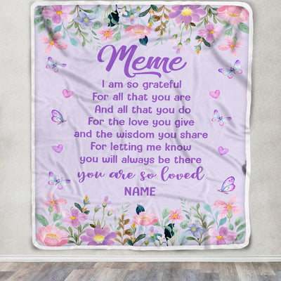 Personalized Meme Blanket From Granddaughter Grandson Floral Butterfly Love You Give Meme Mothers Day Birthday Christmas Customized Bed Fleece Throw Blanket | siriusteestore