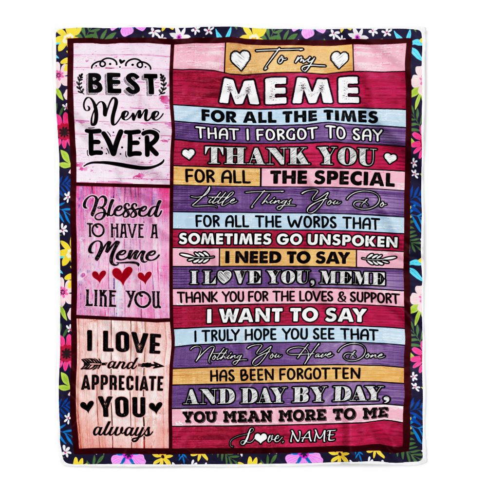 Personalized Meme Blanket From Granddaughter Grandson Thank You For The Love Meme Mothers Day Birthday Christmas Customized Bed Fleece Throw Blanket | siriusteestore