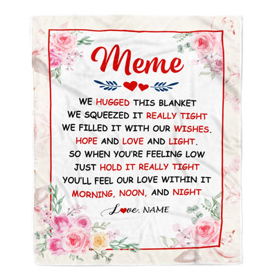 Personalized Meme Blanket From Grandkids Granddaughter Grandson We Hugged This Blanket Floral Meme Birthday Mothers Day Christmas Customized Fleece Blanket | siriusteestore