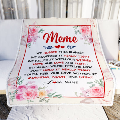 Personalized Meme Blanket From Grandkids Granddaughter Grandson We Hugged This Blanket Floral Meme Birthday Mothers Day Christmas Customized Fleece Blanket | siriusteestore