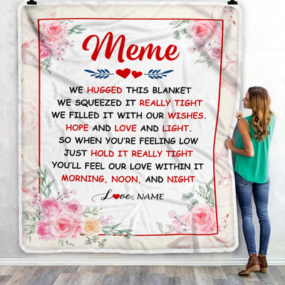 Personalized Meme Blanket From Grandkids Granddaughter Grandson We Hugged This Blanket Floral Meme Birthday Mothers Day Christmas Customized Fleece Blanket | siriusteestore