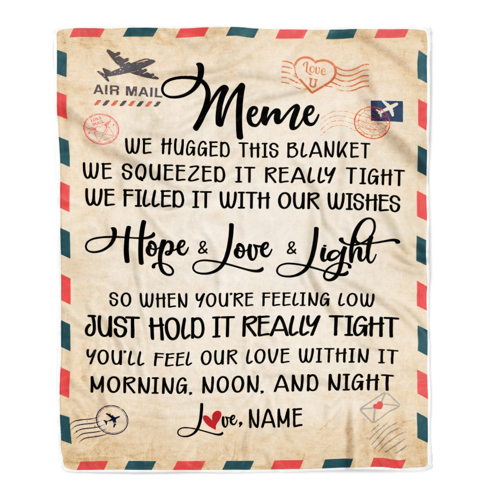 Personalized Meme Blanket From Grandkids We Hugged This Blanket Mail Letter meme Birthday Mothers Day Christmas Customized Fleece Blanket | siriusteestore