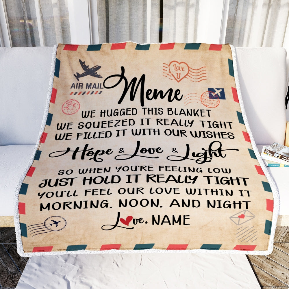 Personalized Meme Blanket From Grandkids We Hugged This Blanket Mail Letter meme Birthday Mothers Day Christmas Customized Fleece Blanket | siriusteestore