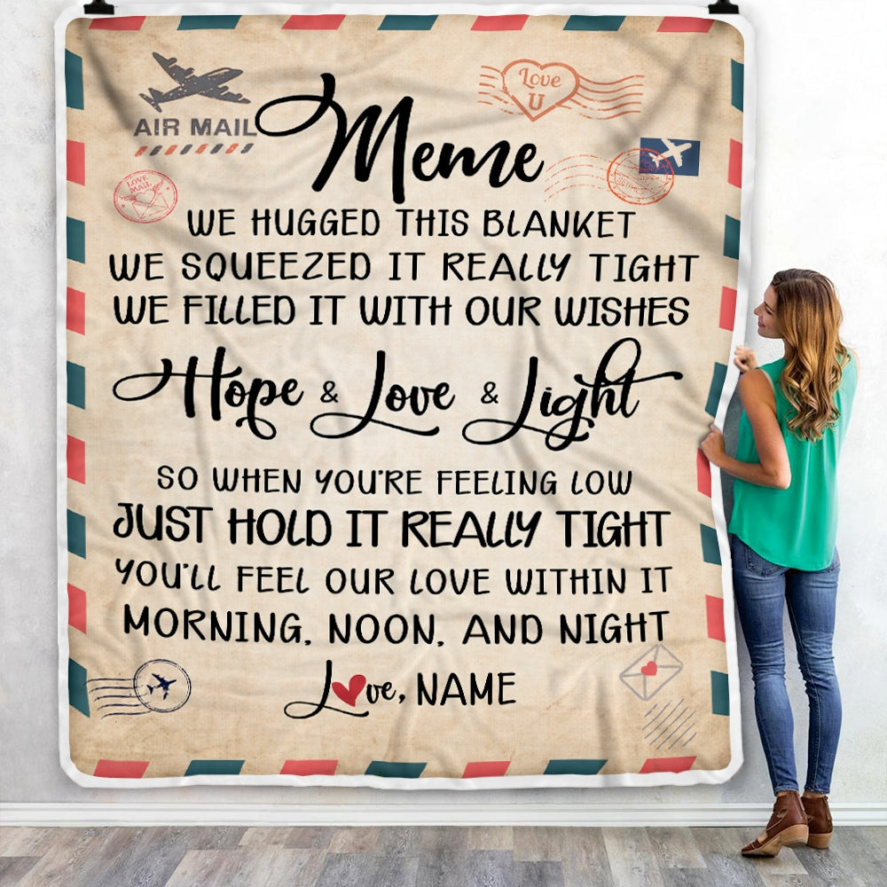 Personalized Meme Blanket From Grandkids We Hugged This Blanket Mail Letter meme Birthday Mothers Day Christmas Customized Fleece Blanket | siriusteestore