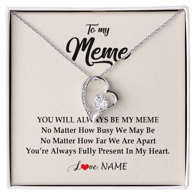 Forever Love Necklace | Personalized Meme Necklace From Grandkids Granddaughter Grandson You're Always In My Heart Meme Birthday Mothers Day Christmas Customized Gift Box Message Card | siriusteestore