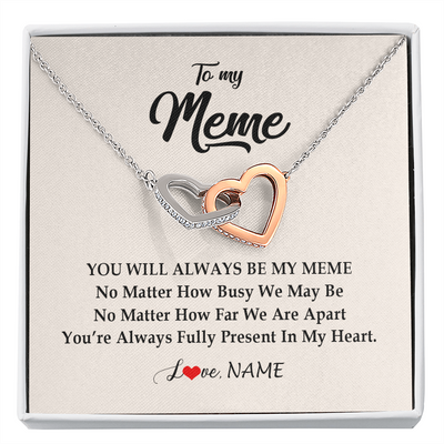 Interlocking Hearts Necklace | Personalized Meme Necklace From Grandkids Granddaughter Grandson You're Always In My Heart Meme Birthday Mothers Day Christmas Customized Gift Box Message Card | siriusteestore
