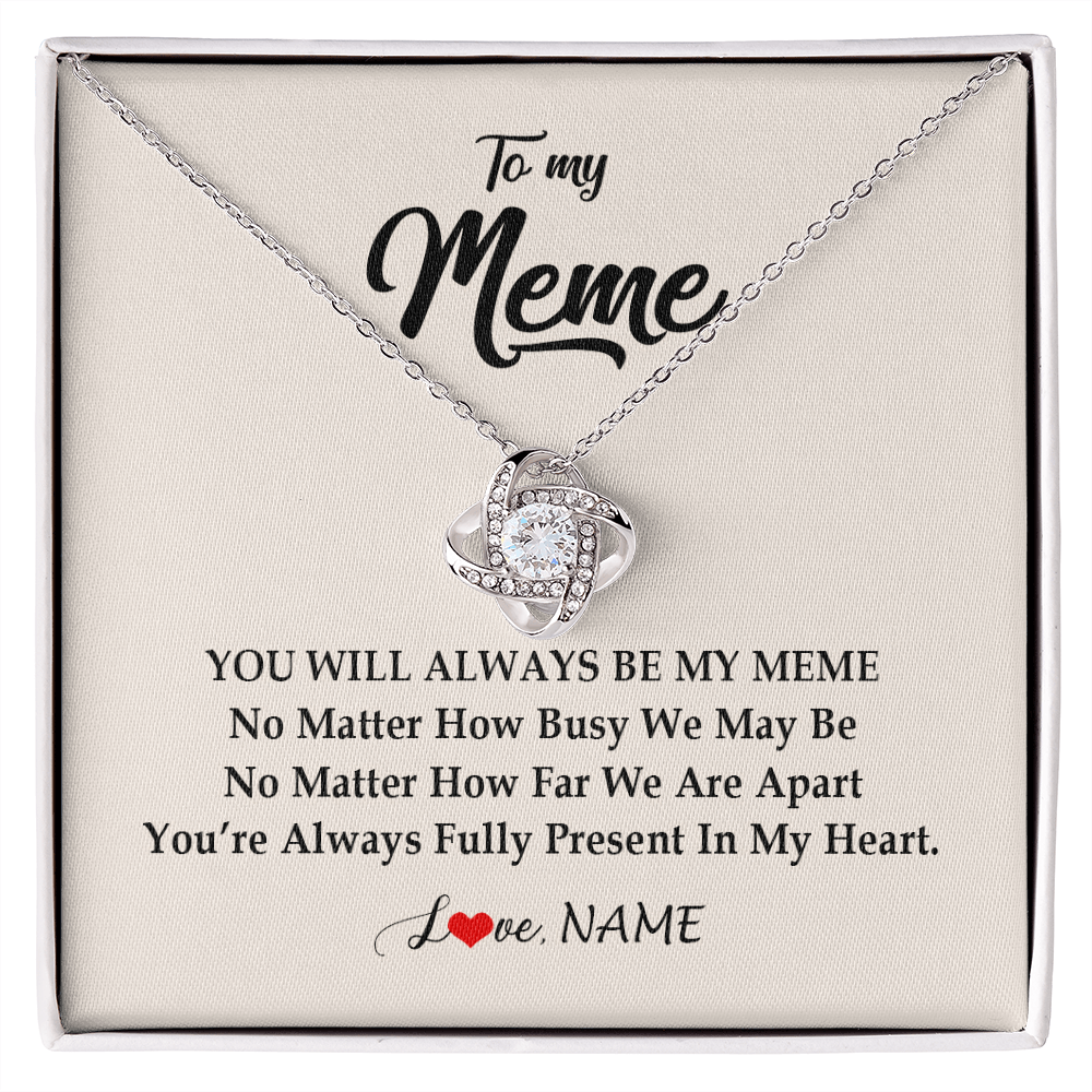 Love Knot Necklace | Personalized Meme Necklace From Grandkids Granddaughter Grandson You're Always In My Heart Meme Birthday Mothers Day Christmas Customized Gift Box Message Card | siriusteestore