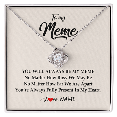 Love Knot Necklace | Personalized Meme Necklace From Grandkids Granddaughter Grandson You're Always In My Heart Meme Birthday Mothers Day Christmas Customized Gift Box Message Card | siriusteestore